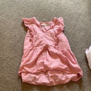 pink and white striped blouse